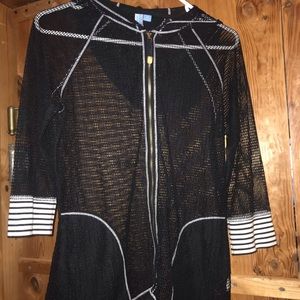BLack and white zip up size medium